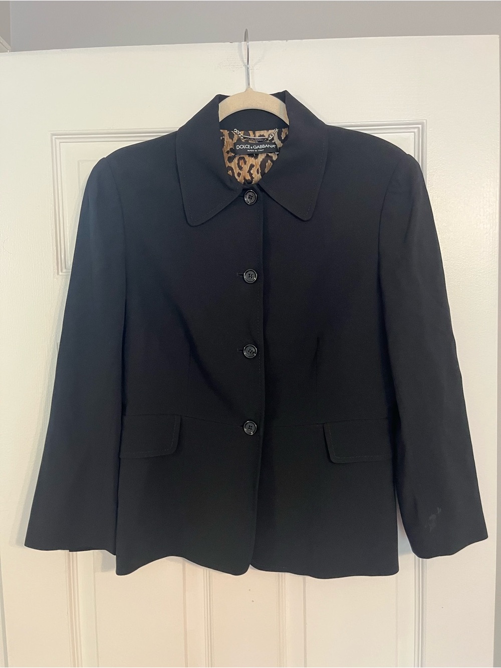 Dolce & Gabbana Black Women's Blazer with Leopard Lining